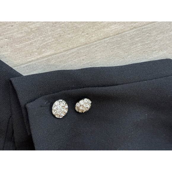 David Pond Black Jewel Collar Button Down Blazer Jacket Diamond Buttons Women 18 - Picture 2 of 9